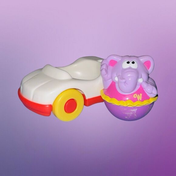 2003 PLAYSKOOL Purple Elephant Weebles Wobble Figure & Weeble Car A29 - Picture 2 of 7